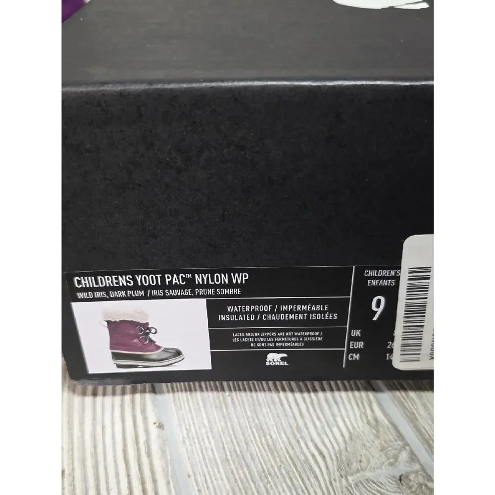 Sorel Yoot Pac Nylon Waterproof Winter Boots Toddler Kids Size 9 NEW